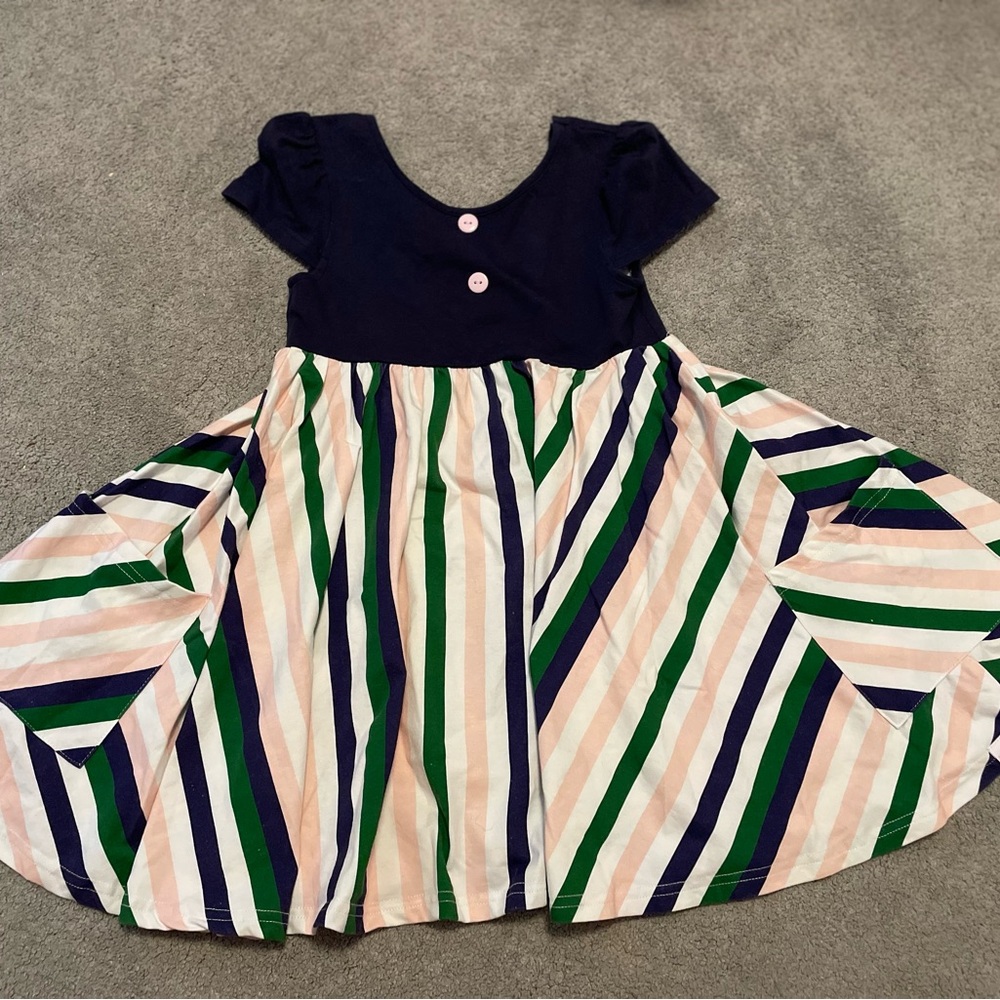 SweetHoney Navy and Multicolor Striped Dress